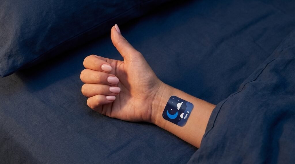 OnNod patch applied on wrist