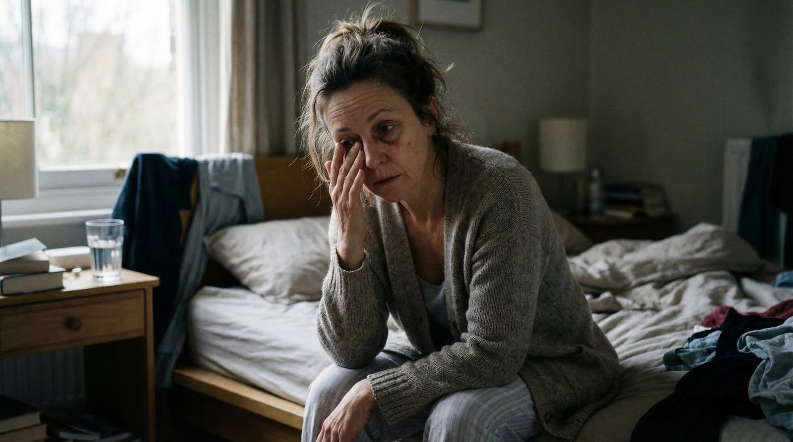 Exhausted woman struggling with insomnia — replace with stock photo showing sleep deprivation